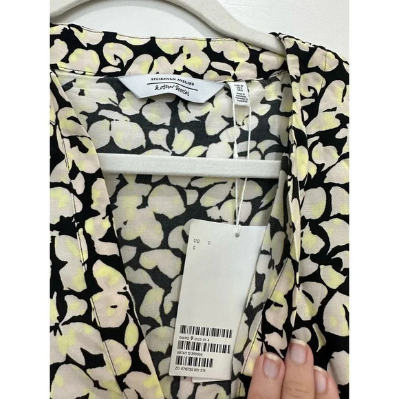 NWT & Other Stories Black and White printed midi dress long sleeve size 0 - Picture 12 of 14